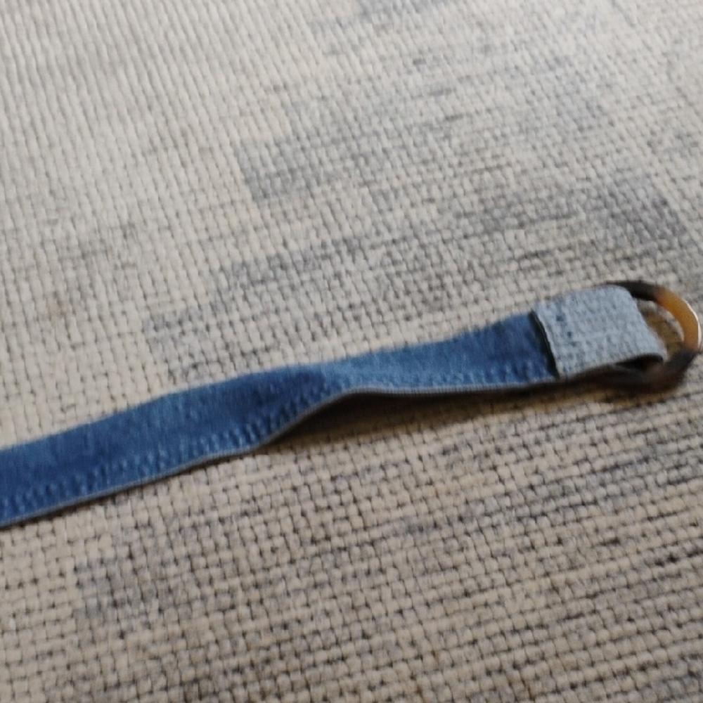 Blue Denim Belt with Gold Buckle